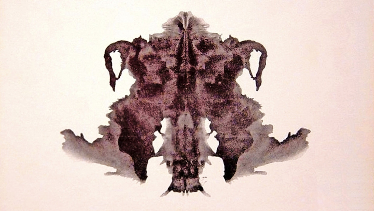 Was sehen Sie? Eine der Tintenklecks-Karten aus dem Rorschach-Test, einem bekannten Test zur Persönlichkeitsdiagnostik.