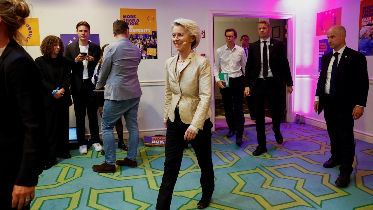 Ursula von der Leyen am Tag der Europawahl in Brüssel