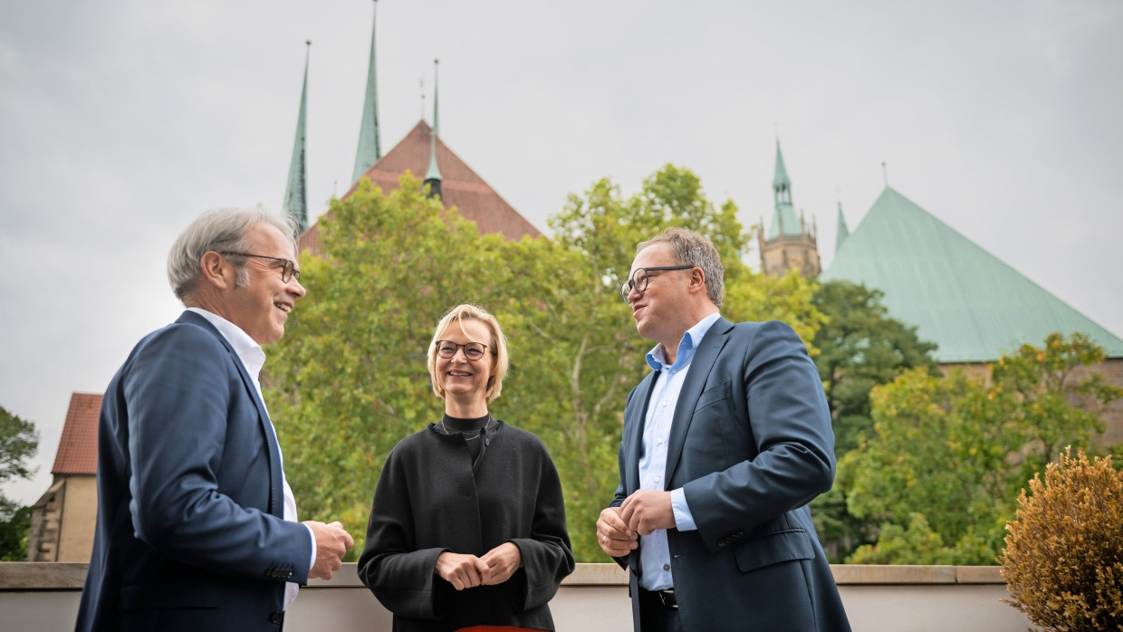 Sind sich einig: Maier, Wolf und Voigt Anfang Oktober im Erfurter Dompalais