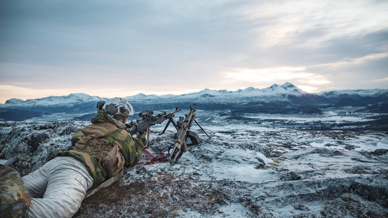 Ein norwegischer Soldat bei der Übung „Arctic Bolt“