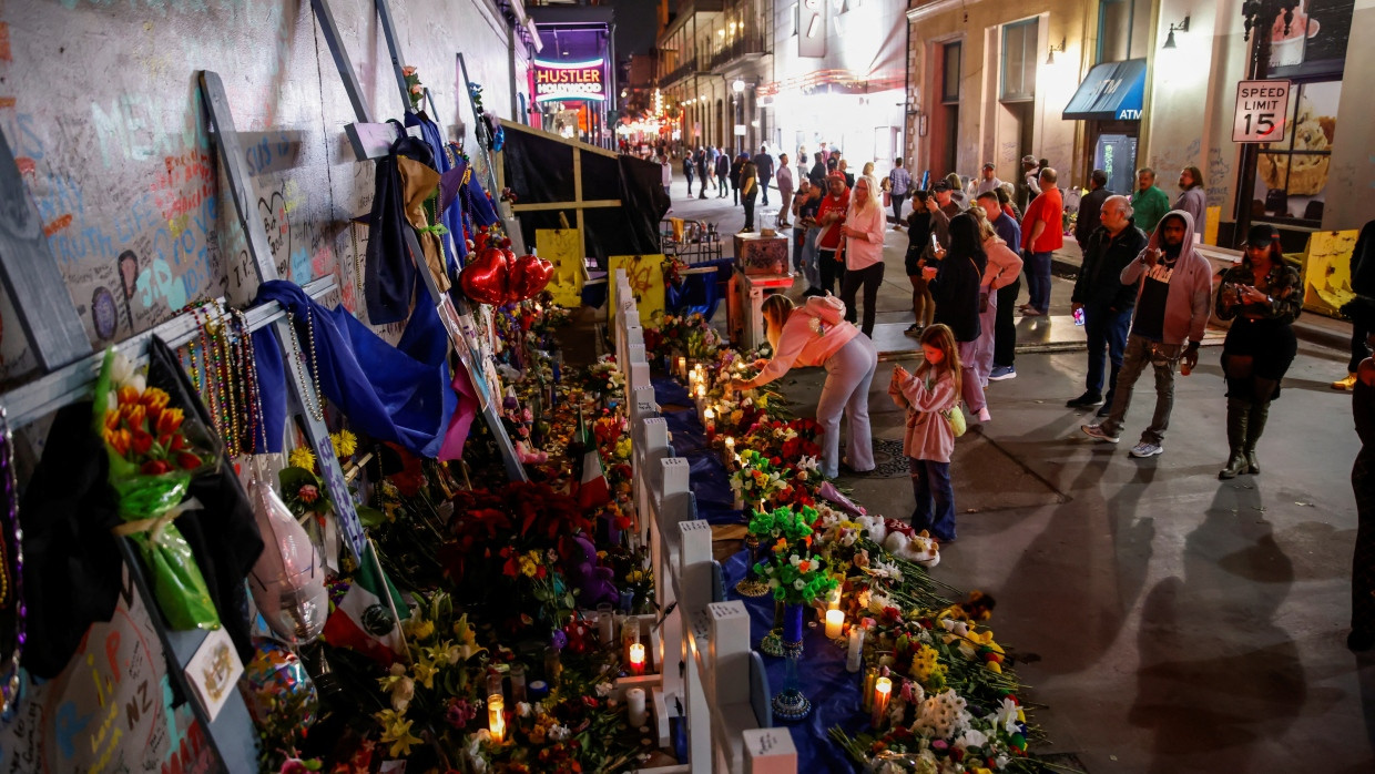 Eine Gedenkstätte für die Opfer des Anschlags in New Orleans in der Silvesternacht