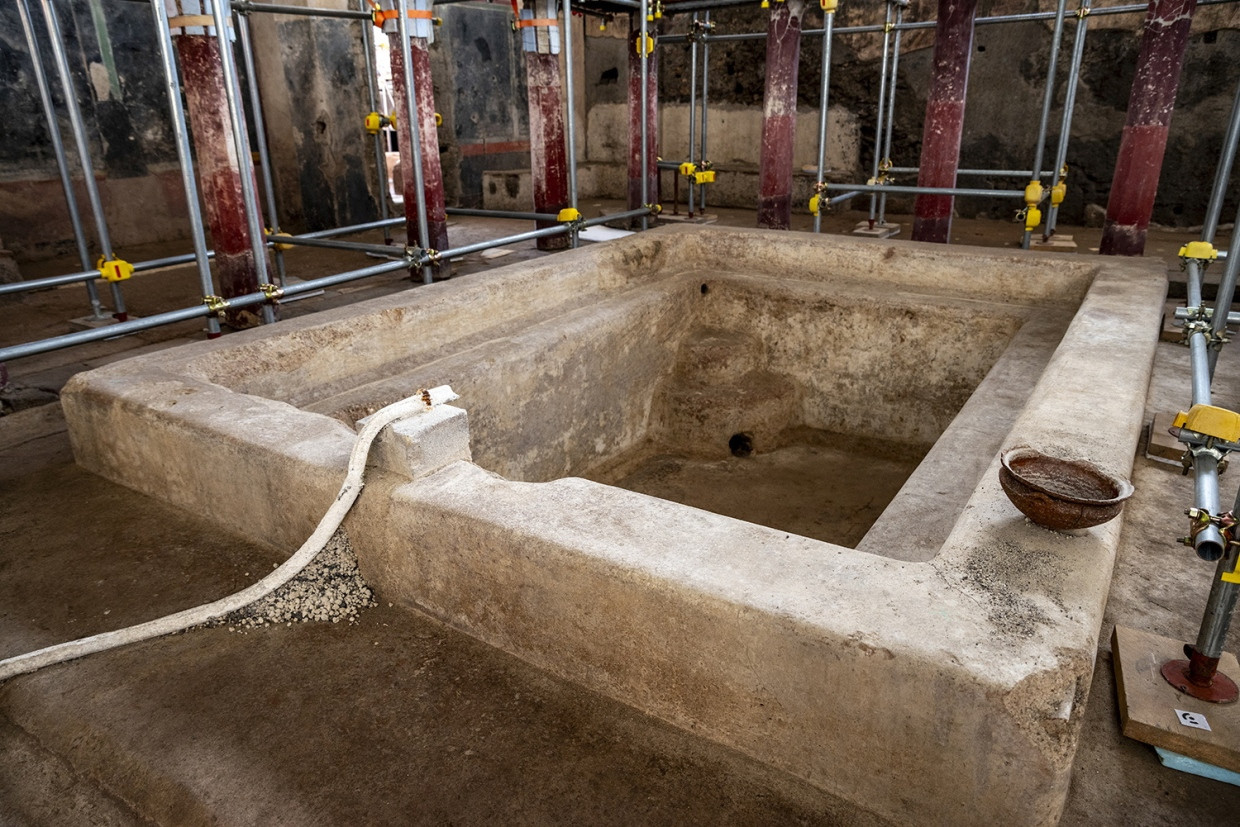 Der neu entdeckte private Badekomplex in einer Villa der antiken Stadt Pompeji