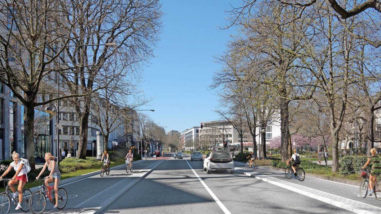 Mehr Platz für Radfahrer: So stellen sich die Planer die umgestaltete Bockenheimer Landstraße vor.