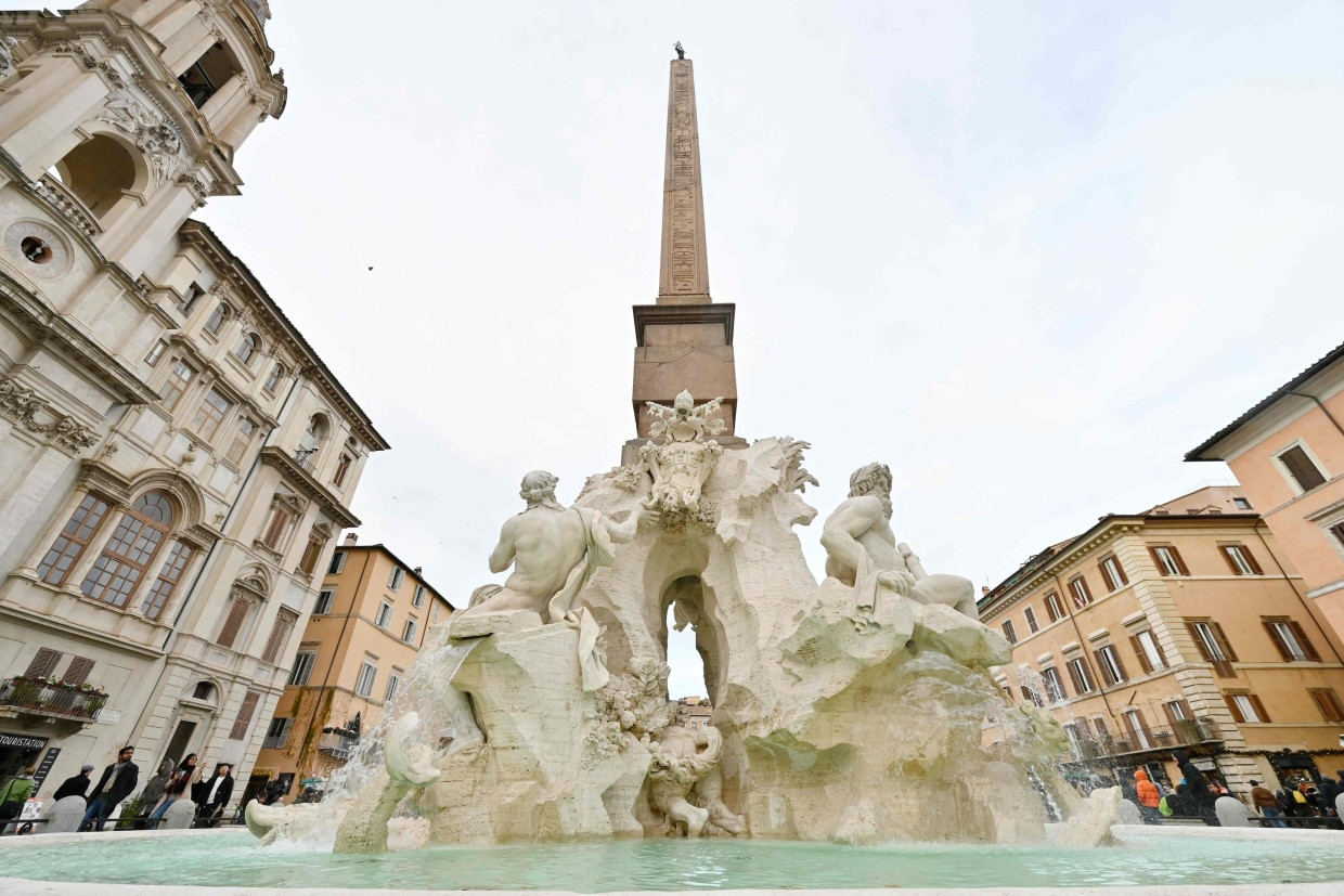 Vier Flüsse sollt ihr sein: Die „Fontana dei quattro fiumi“ auf der Piazza Navona in Rom, ab 1651 von Gian Lorenzo Bernini und Assistenten ausgeführt