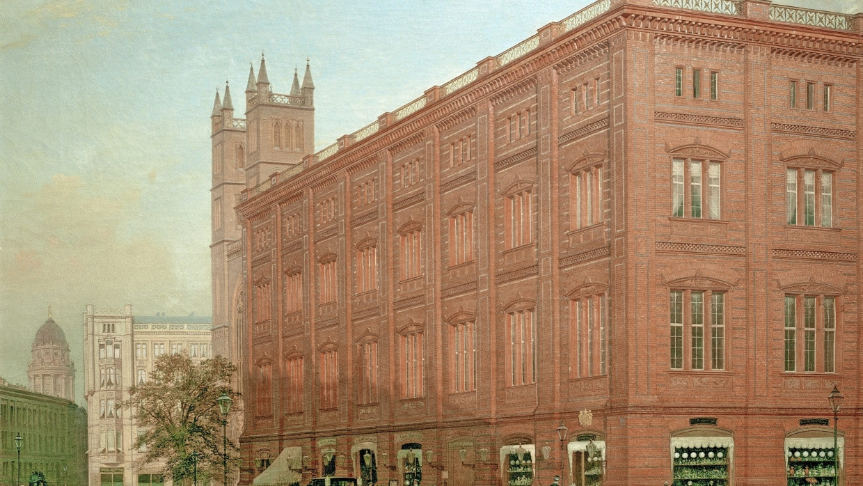 Die Schinkelsche Bauakademie, hier auf dem 1868 entstandenen Gemälde von Eduard Gaertner, bildete gemeinsam mit Schauspielhaus und Altem Museum eine bürgerliche Antithese zur barocken Hofarchitektur im Zentrum von Berlin.