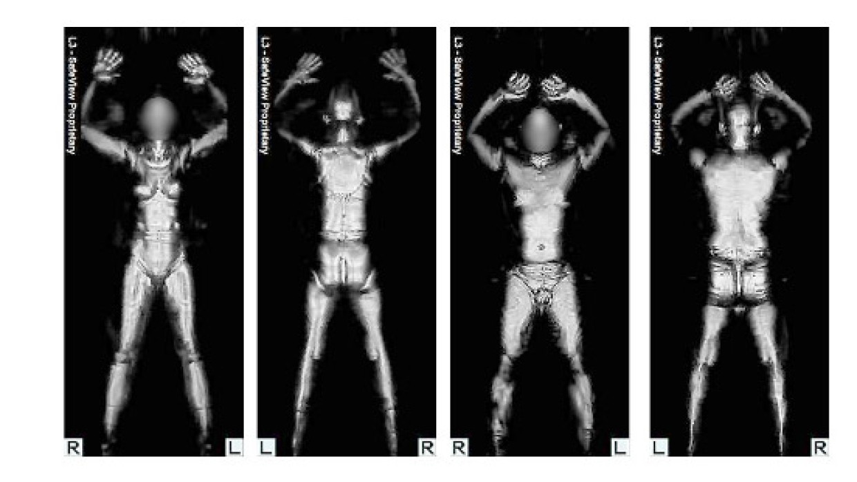 Bilder der amerikanischen Transportation Security Administration (TSA) zeigen eine Frau und einen Mann, bis auf die Haut durchleuchtet.