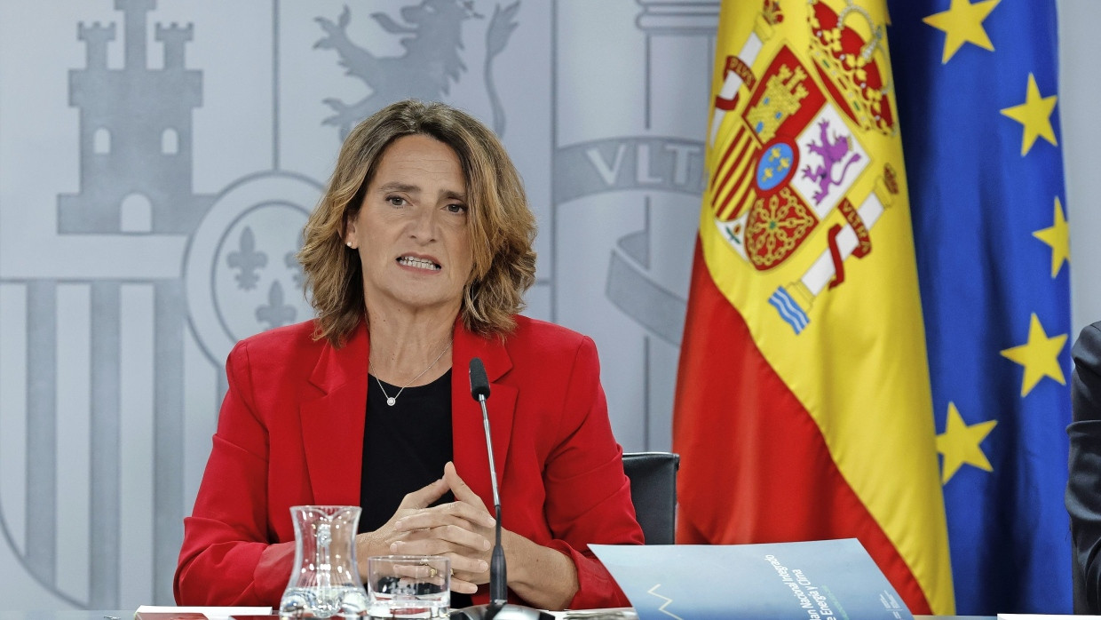 Teresa Ribera, Ministerin für okölogischen Wandel, bei einer Pressekonferenz in Madrid