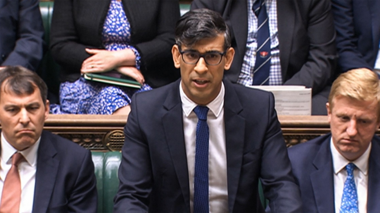 Premierminister Rishi Sunak am Montag vor dem Unterhaus in London