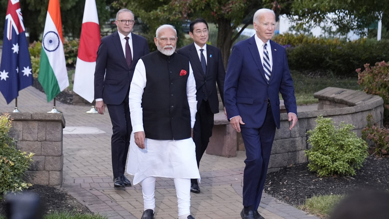 US-Präsident Joe Biden (r.), der australische Premierminister Anthony Albanese), Indiens Premierminister Narendra Modi und Japans Premierminister Fumio Kishida: Die Staats- und Regierungschefs der Quad-Gruppe treffen sich in Delaware.