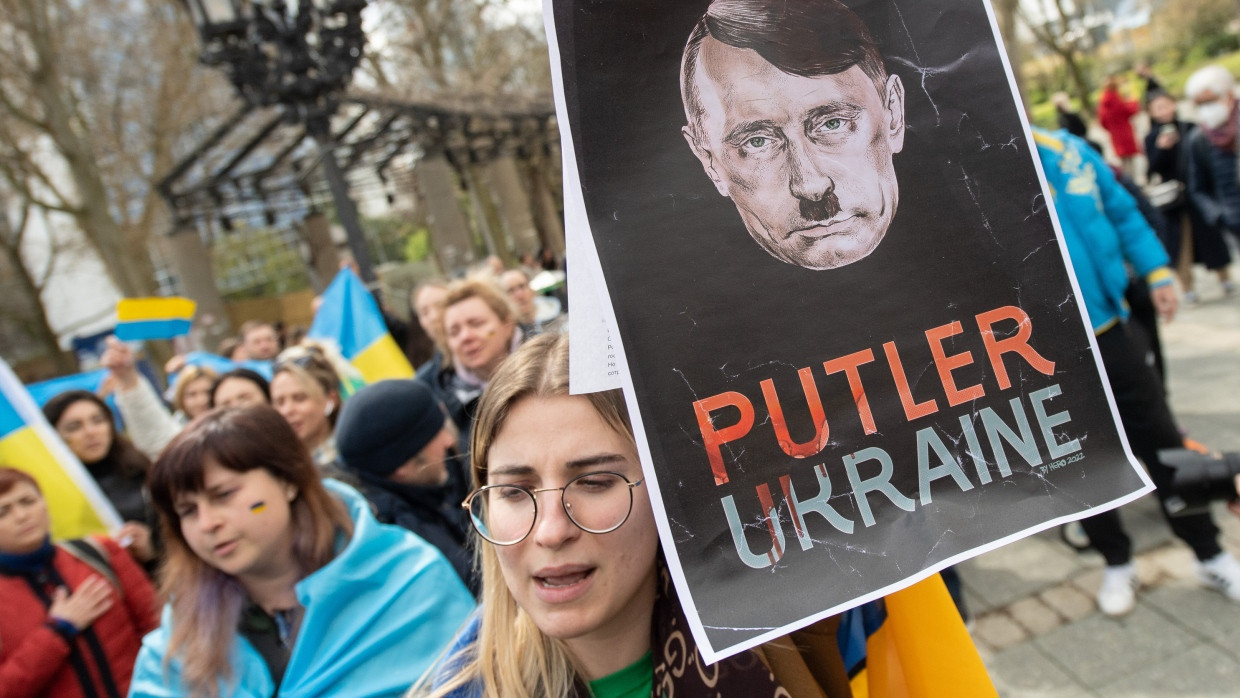 Stoppt Putler! Demonstranten in Frankfurt, April 2022