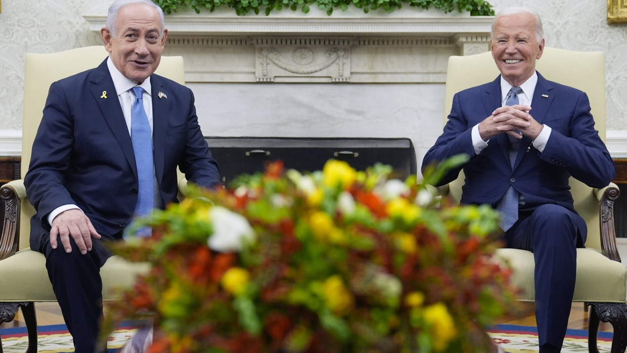 US-Präsident Joe Biden trifft sich mit dem israelischen Ministerpräsidenten Benjamin Netanjahu im Oval Office des Weißen Hauses.