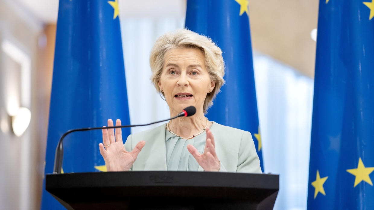 Ursula von der Leyen bei einer Pressekonferenz im Oktober in Moldau