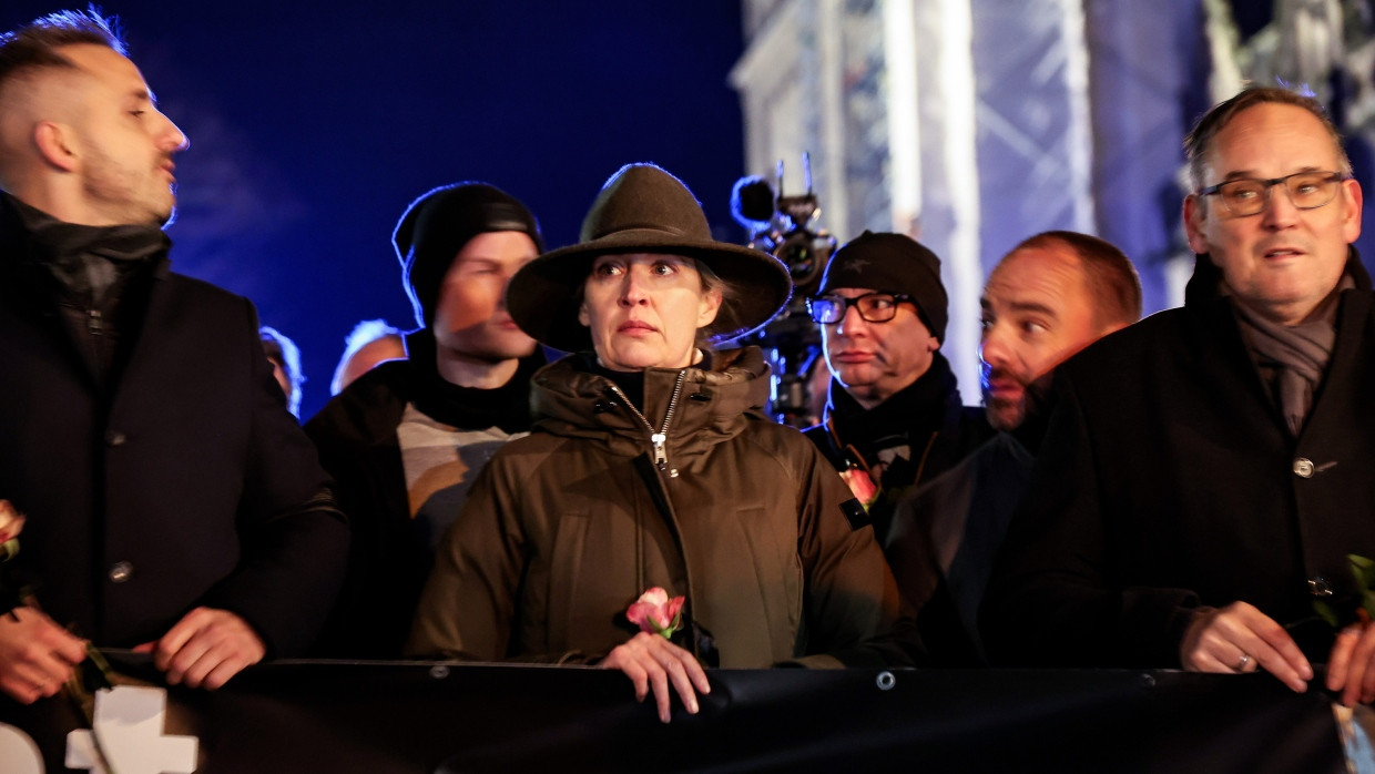 Alice Weidel am 23. Dezember bei einer Demonstration in Magdeburg