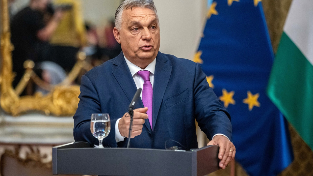 Der ungarische Ministerpräsident Viktor Orbán nach einem Treffen mit seinem slowakischen Amtskollegen in Bratislava