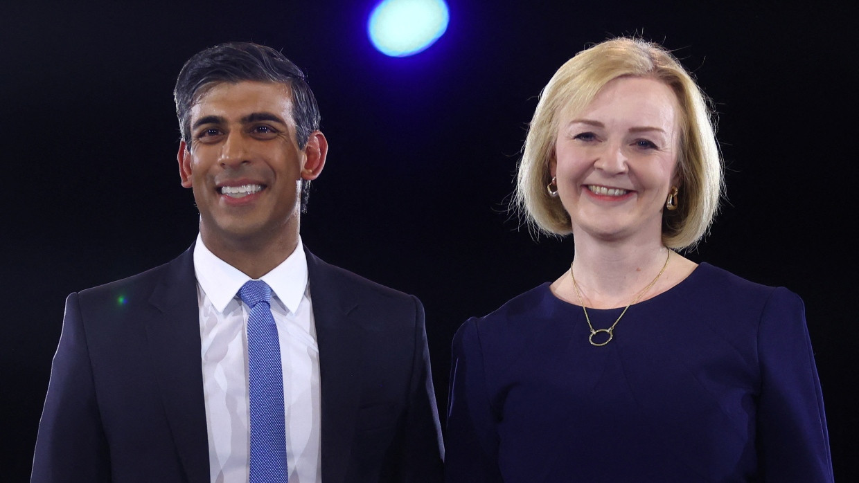 Liz Truss und Rishi Sunak am Mittwochabend in London