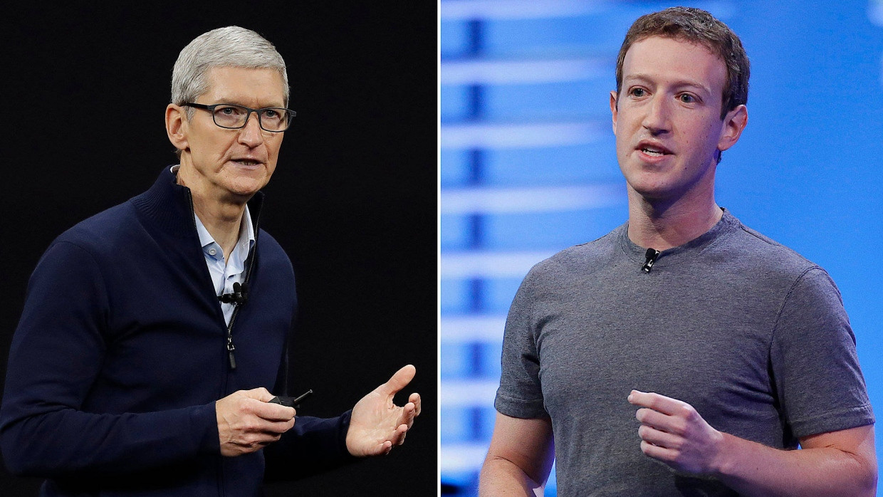 Mächtige Kontrahenten: Apple-CEO Tim Cook und Facebook-Gründer Mark Zuckerberg