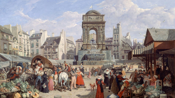 Die Fontaine auf dem Marché des Innocents: Gemälde von John James Chalon, 1822