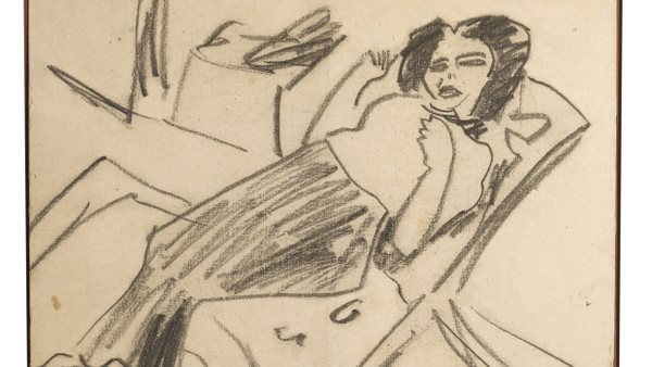 Ein Lieblingsmodell des Malers: Ernst Ludwig Kirchner zeichnete Marcella 1909 „Im Liegestuhl“.