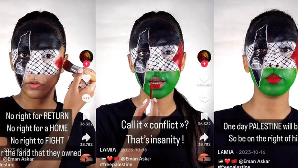 Antisemitismus hat auf Tiktok viele Gesichter: Neun Tage nach dem Massaker der Hamas vom 7. Oktober schminkte sich die Beauty-Influencerin Lamia Palästina auf, ohne Israel.