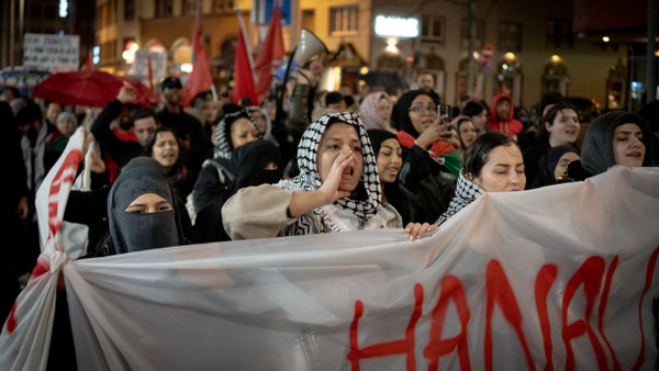 Aufnahme von einer propalästinensischen Demonstration in Frankfurt im Februar.