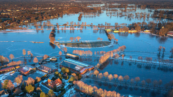 Hochwassergebiet: Die Gemeinde Lilienthal in Niedersachsen im Januar 2024