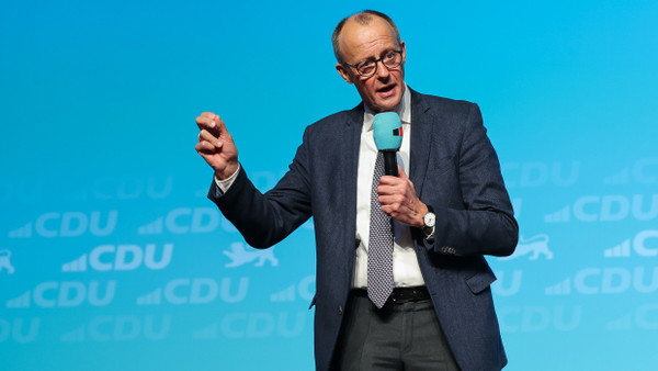 CDU-Chef Friedrich Merz am Samstag auf einer Parteiveranstaltung in Künzelsau