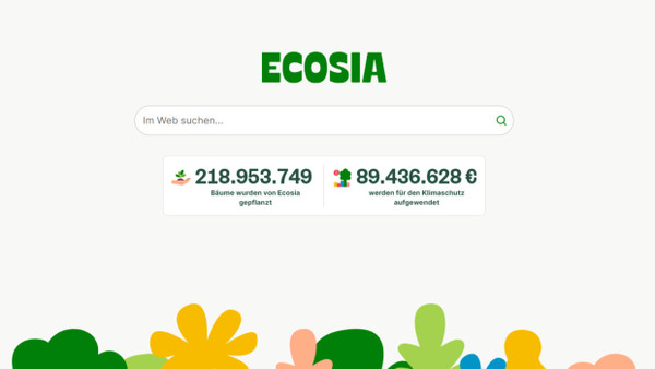 Die Suchmaschine Ecosia liegt in Deutschland mit einem Marktanteil von ungefähr 0,7 Prozent auf dem dritten Platz. Anführer ist Google mit mehr als 90 Prozent des Marktanteiles.