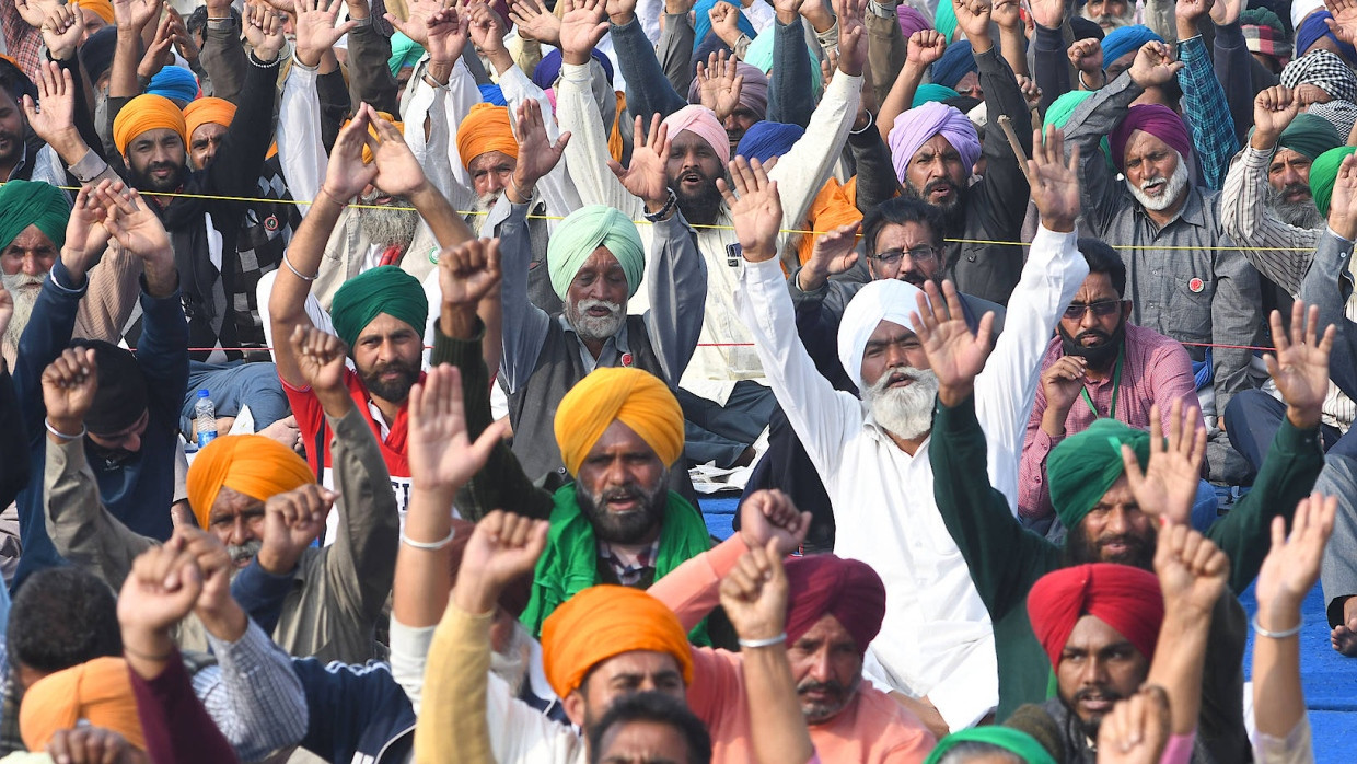 Indische Farmer protestieren in Neu-Delhi