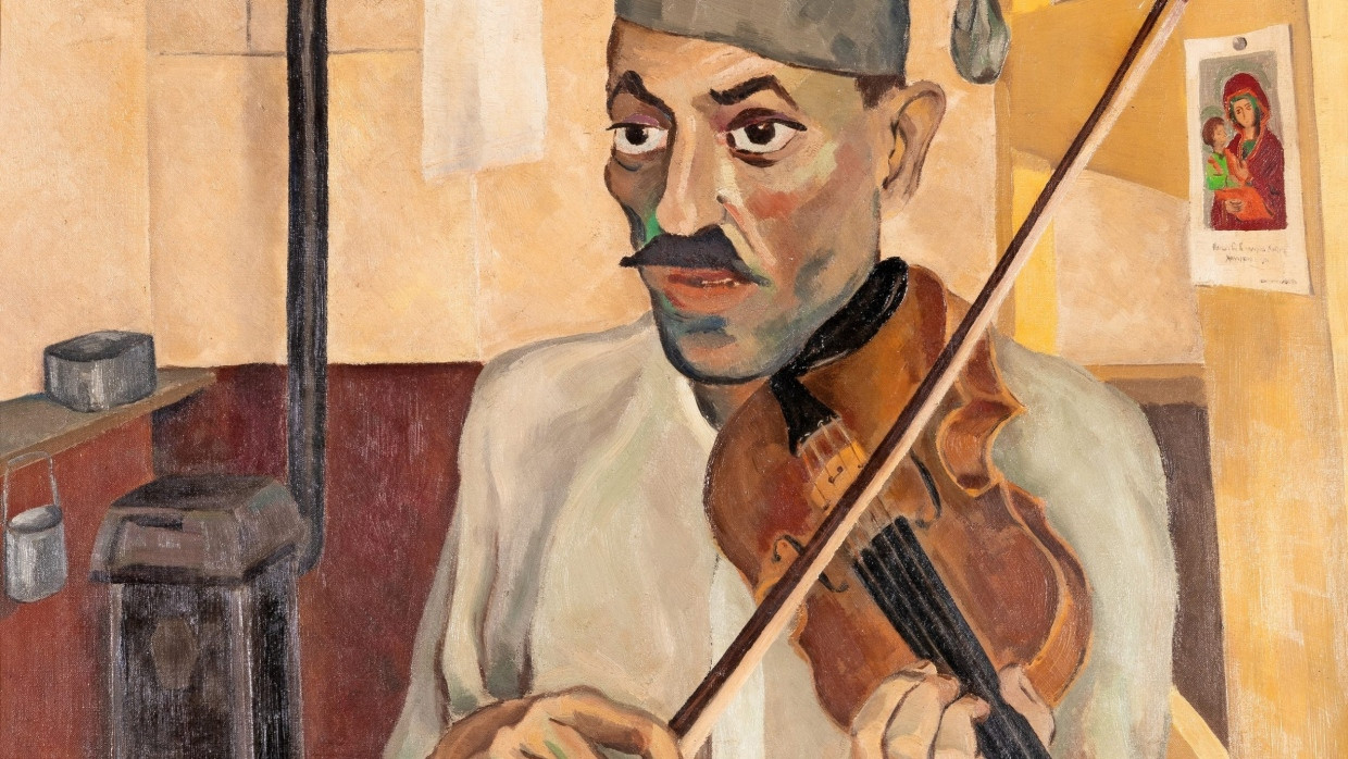 Jean Paul Gazier (1905–unbekannt), Musiker im  Stalag XVIII C,  Öl auf Leinwand