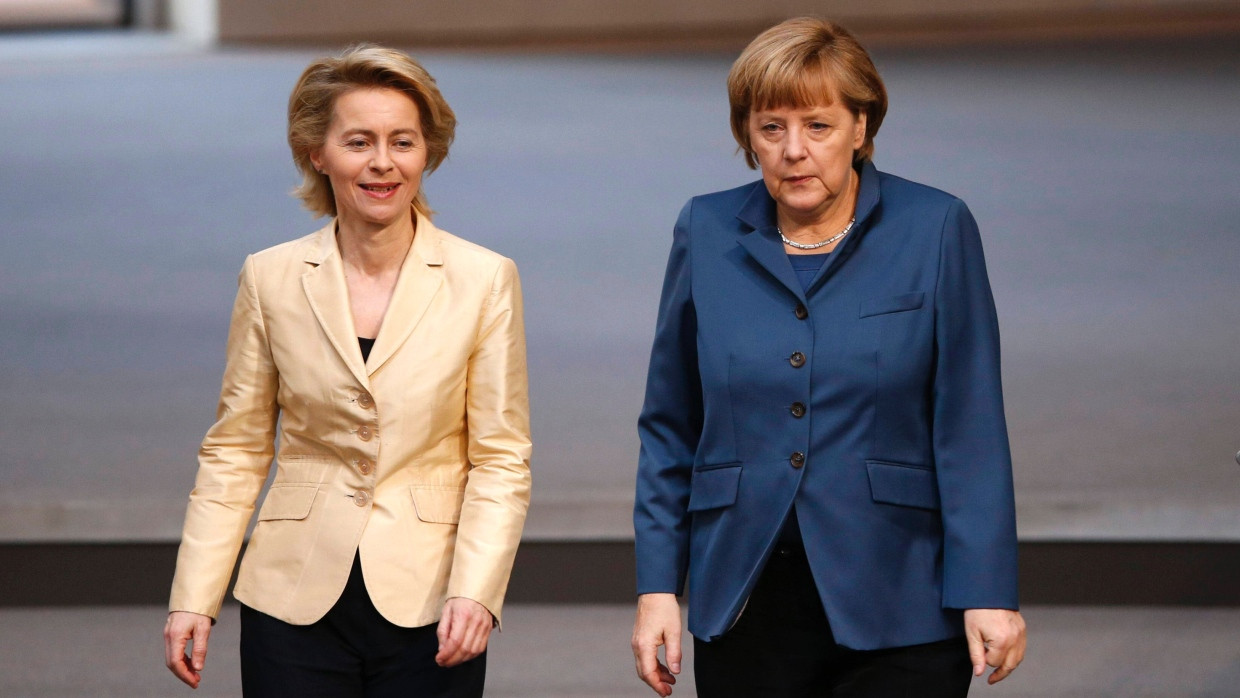 Ohne Quote angelangt: Frau Merkel und Frau von der Leyen am Donnerstag im Bundestag