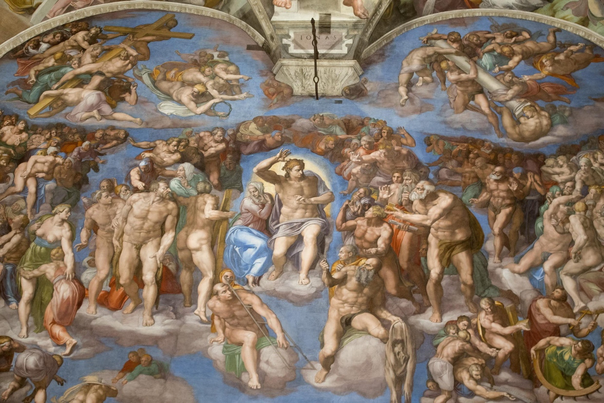 Oft kopiert, doch nie erreicht: Michelangelo „Jüngstes Gericht“ von 1546 an der Nordseite der Sixtinischen Kapelle im Vatikan