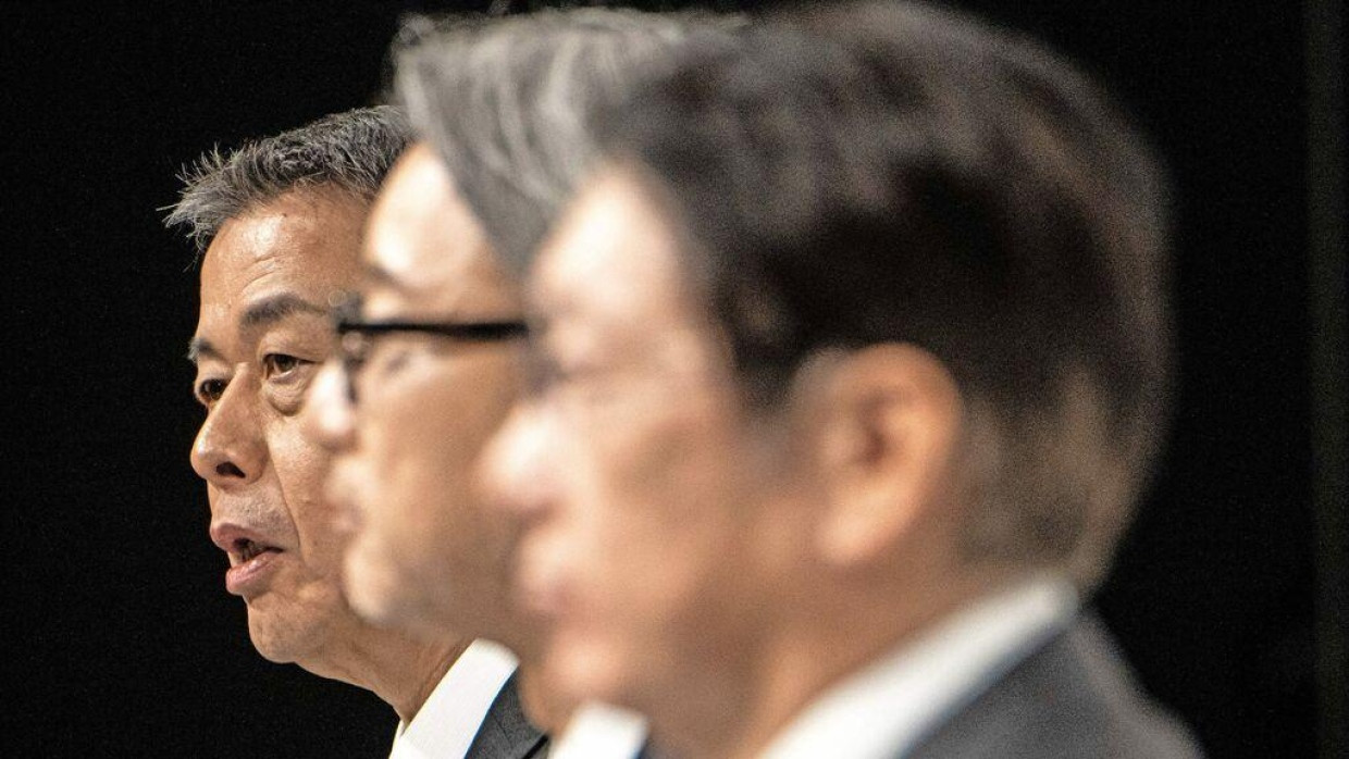 Diese Drei wollen eine Einheit werden: Makoto Uchida von Nissan, Toshihiro Mibe von Honda und Takao Kato von Mitsubishi (v.l.n.r.)