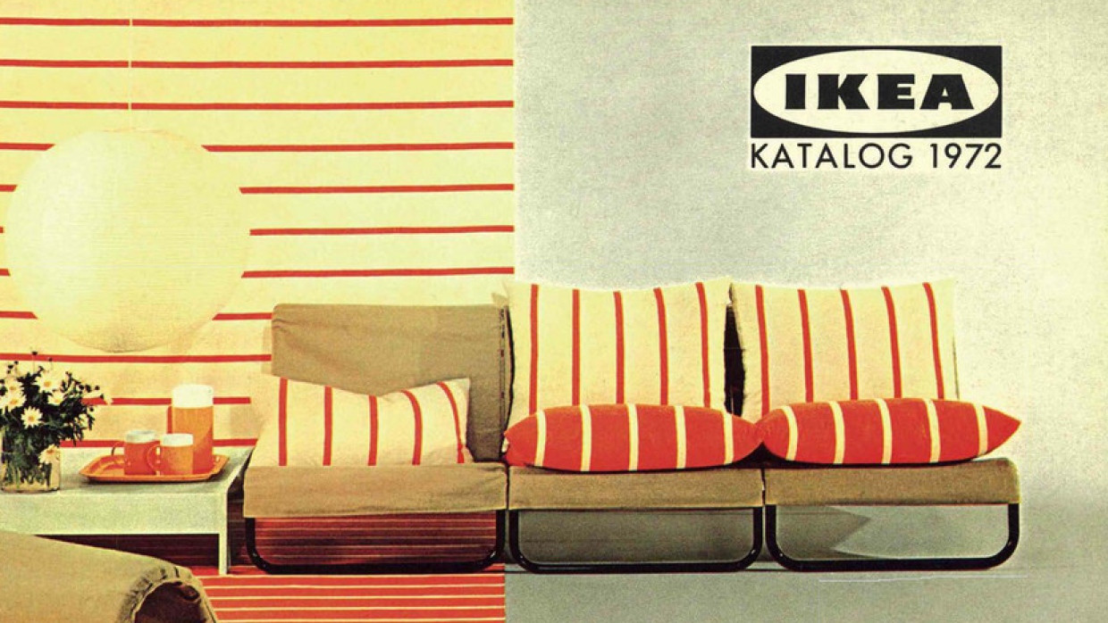 Der Universalismus schwedischer Gardinenmuster: Das Titelbild des IKEA-Katalogs für das Jahr 1972 eröffnete den Kunden eine gestreifte Welt.