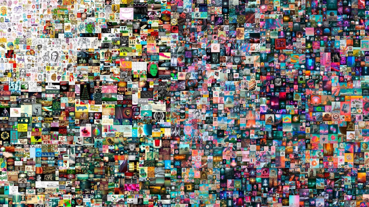 An die Wand kann man sich diese Kunst nicht hängen, aber man muss für sie auch keinen Platz im Freilager mieten: „Everydays: The First 5000 Days“ von Beeple, ein Non-Fungible Token zu einer Jpeg-Datei von 21.069 mal 21.069 Pixel, in der Blockchain geprägt am 16. Februar 2021, wurde am 11. März 2021 bei Christie’s in New York zum Zuschlagpreis von 60,25 Millionen Dollar verkauft.