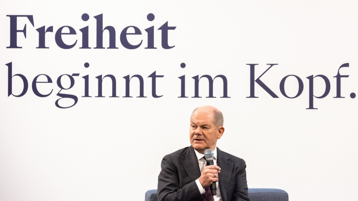 Bundeskanzler Olaf Scholz (SPD) am 20. Januar im F.A.Z.-Tower.