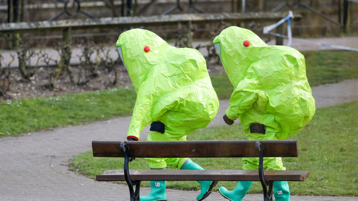 Spurensicherung nach dem Anschlag mit dem Nervengift Nowitschok auf den russischen Doppelagenten Sergei Skripal und seine Tochter in Salisbury im März 2018.