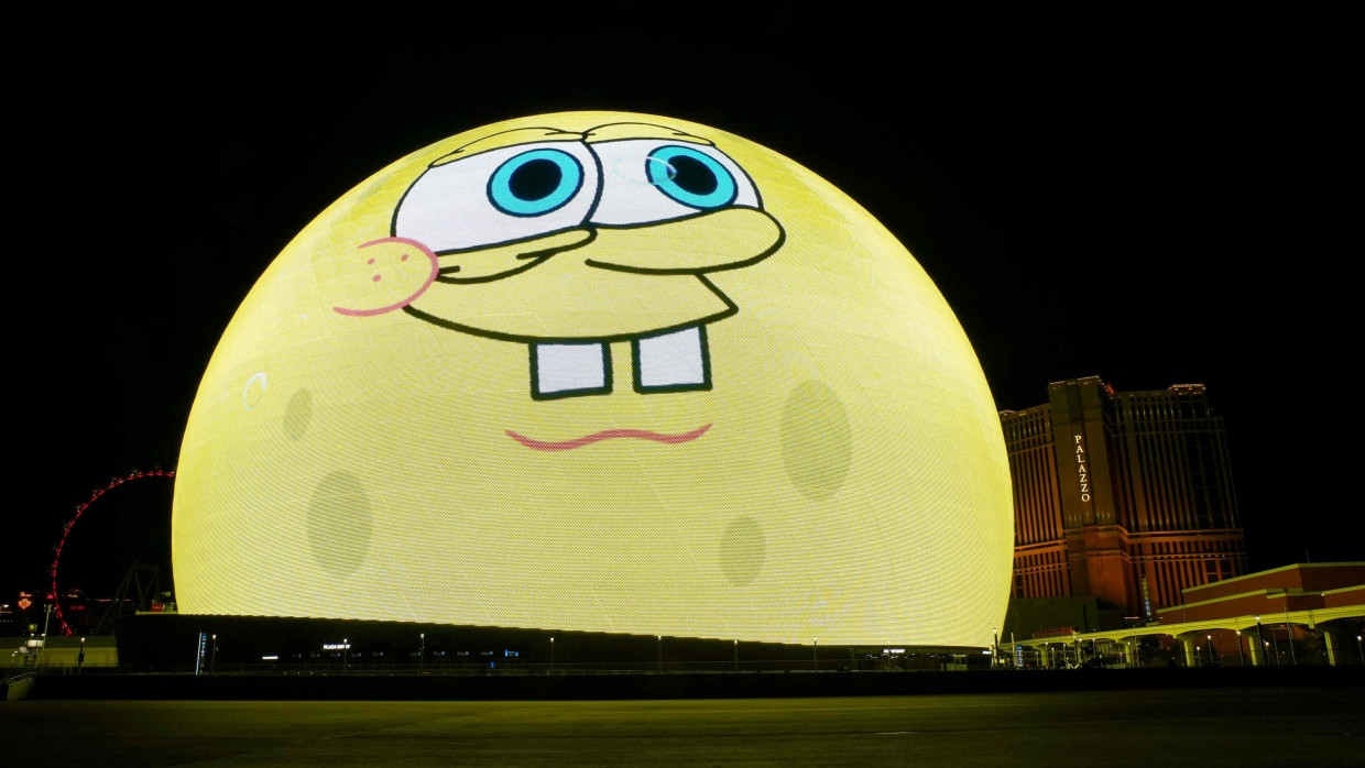 Anziehend für Kinder: Spongebob macht sich vor dem Super Bowl in Las Vegas breit.