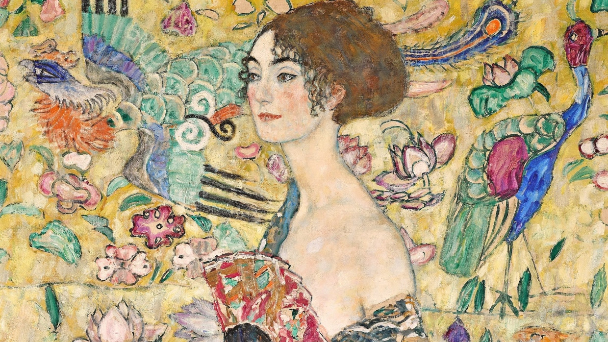 Fernöstlich inspiriert: Gustav Klimts „Dame mit Fächer“,1917/1918, Öl auf Leinwand, 100,2 mal 100,2 Zentimeter