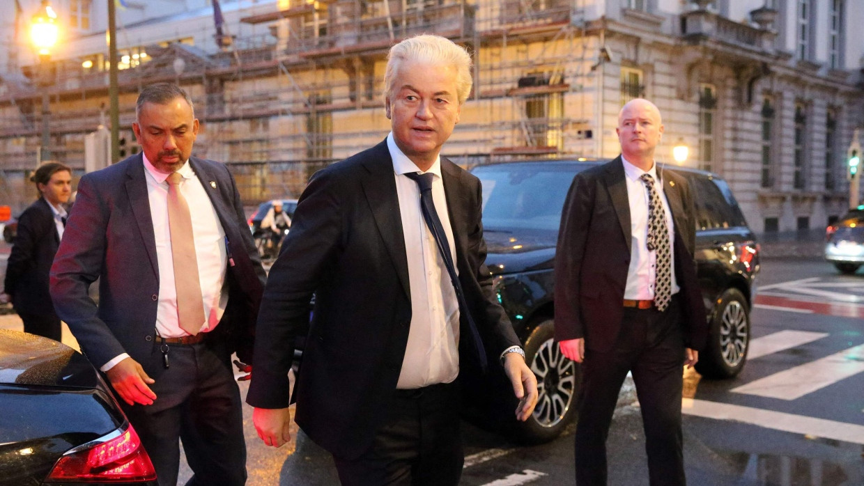 Der PVV-Vorsitzende Geert Wilders in Brüssel, bevor er an einem Treffen der Fraktion Patrioten für Europa im EU-Parlament teilnimmt.