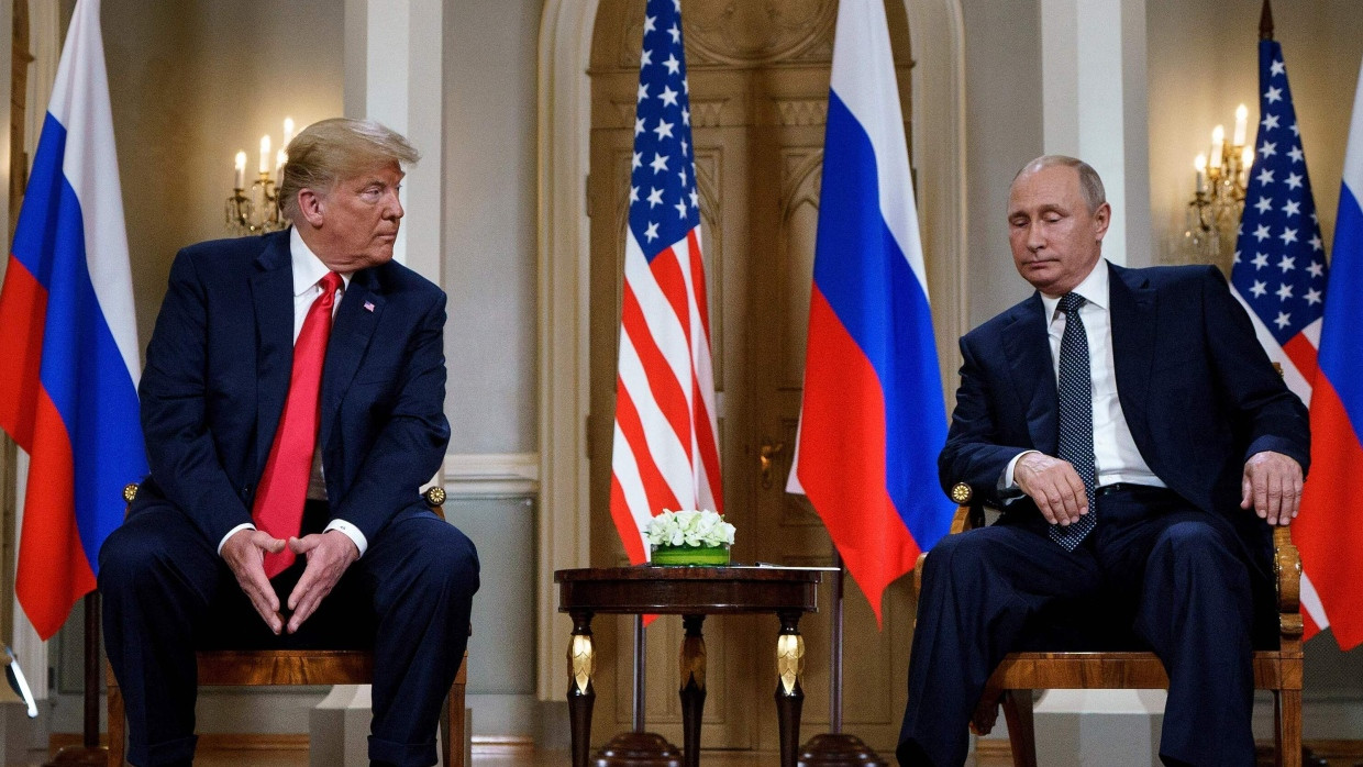 US-Präsident Donald Trump und Russlands Staatschef Wladimir Putin auf ihrem Gipfeltreffen in Helsinki 2018