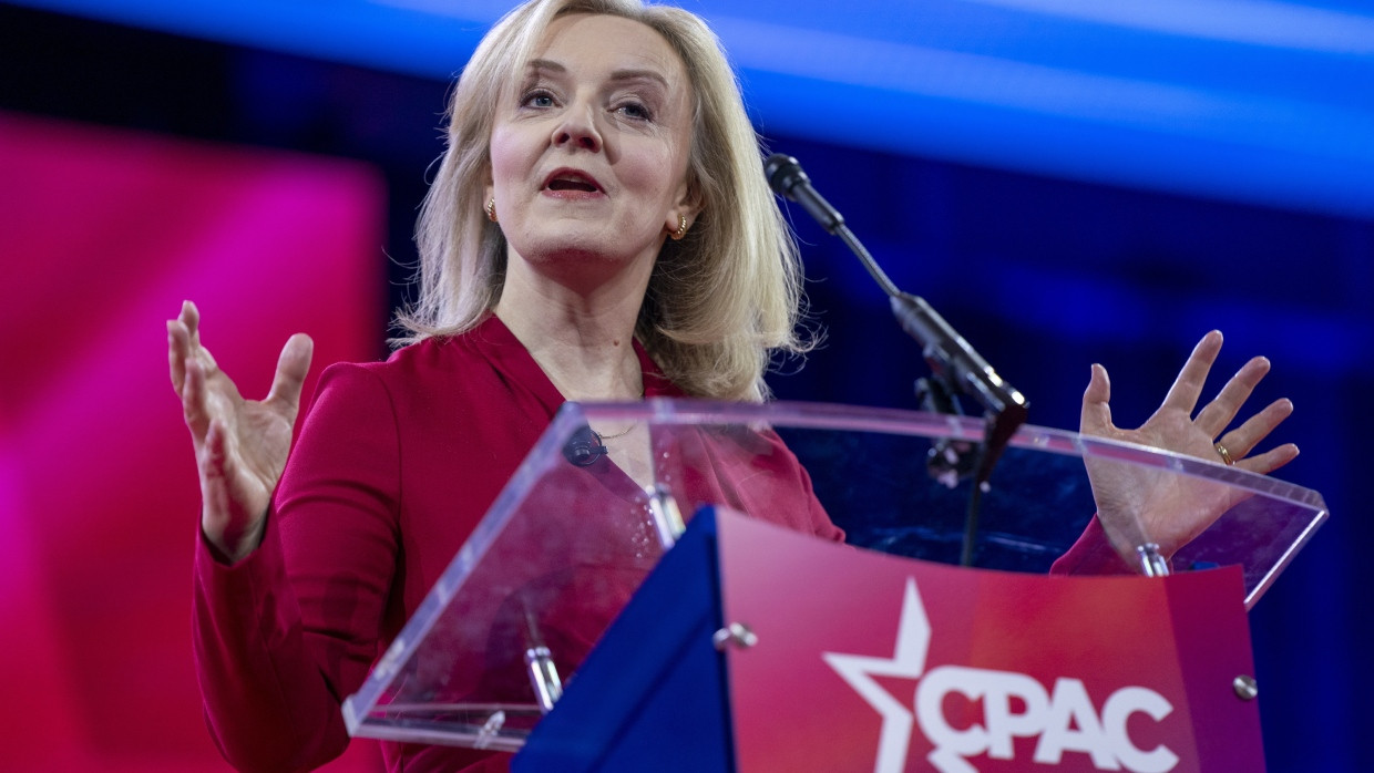 Nähe zu Donald Trump: Liz Truss vergangene Woche auf der CPAC-Konferenz in Washington