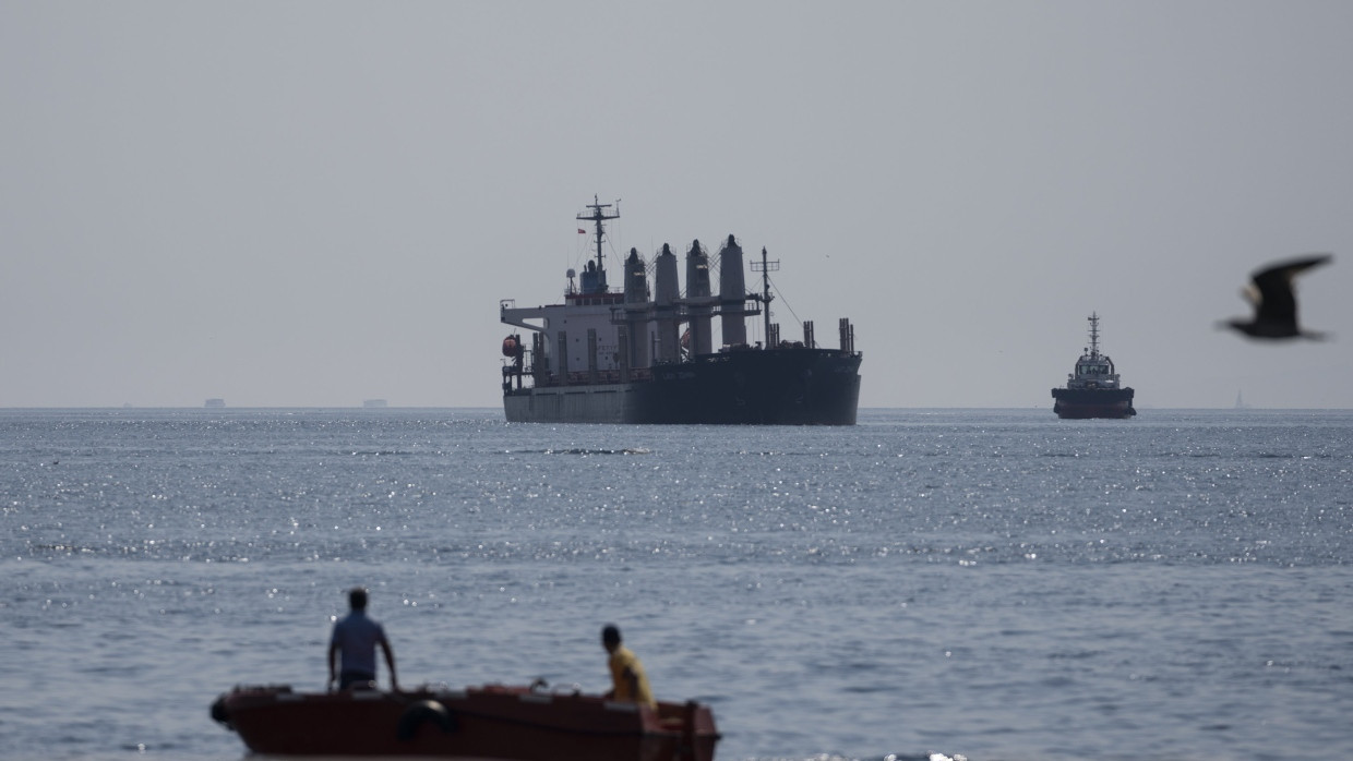 Das mit Getreide beladene Frachtschiff „Lady Zehma“ ankert im türkischen Marmarameer.