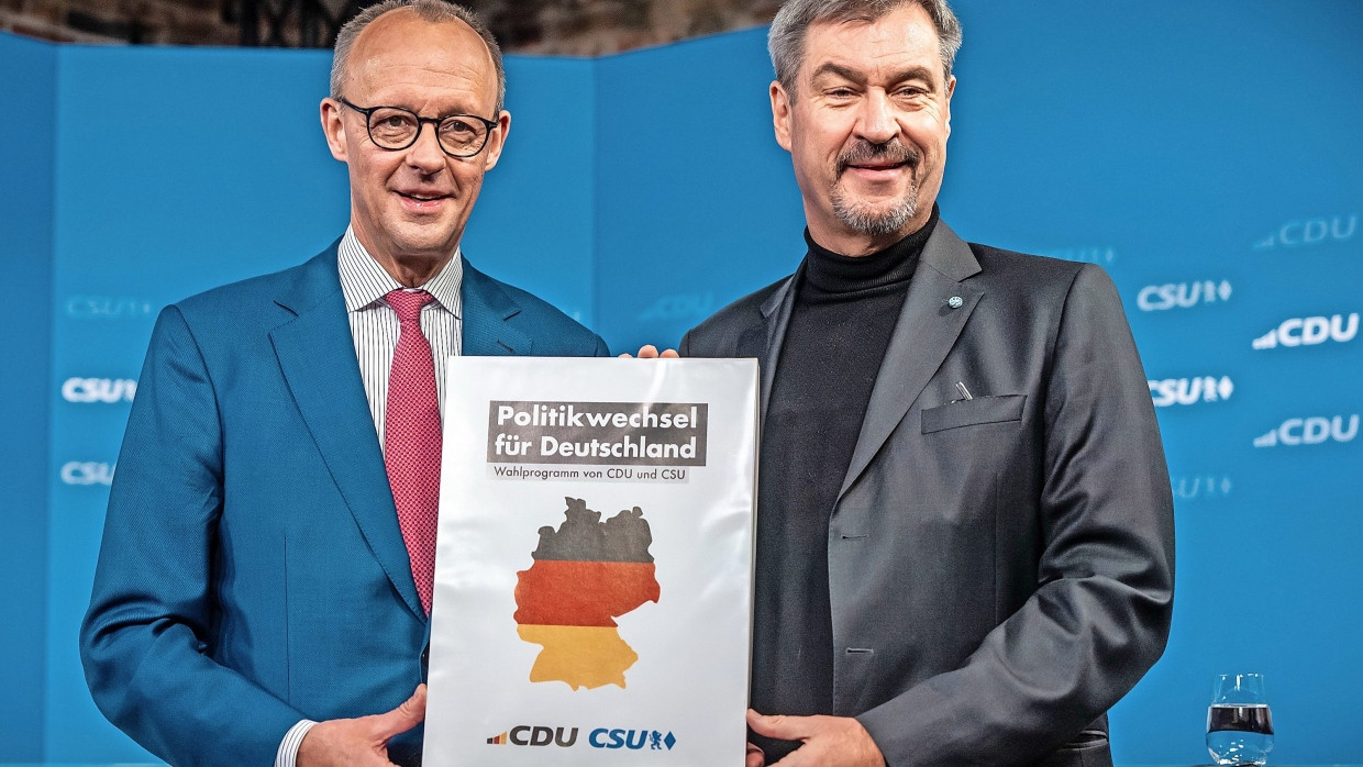 Merz und Söder präsentieren das Wahlprogramm von CDU und CSU am Dienstag in Berlin