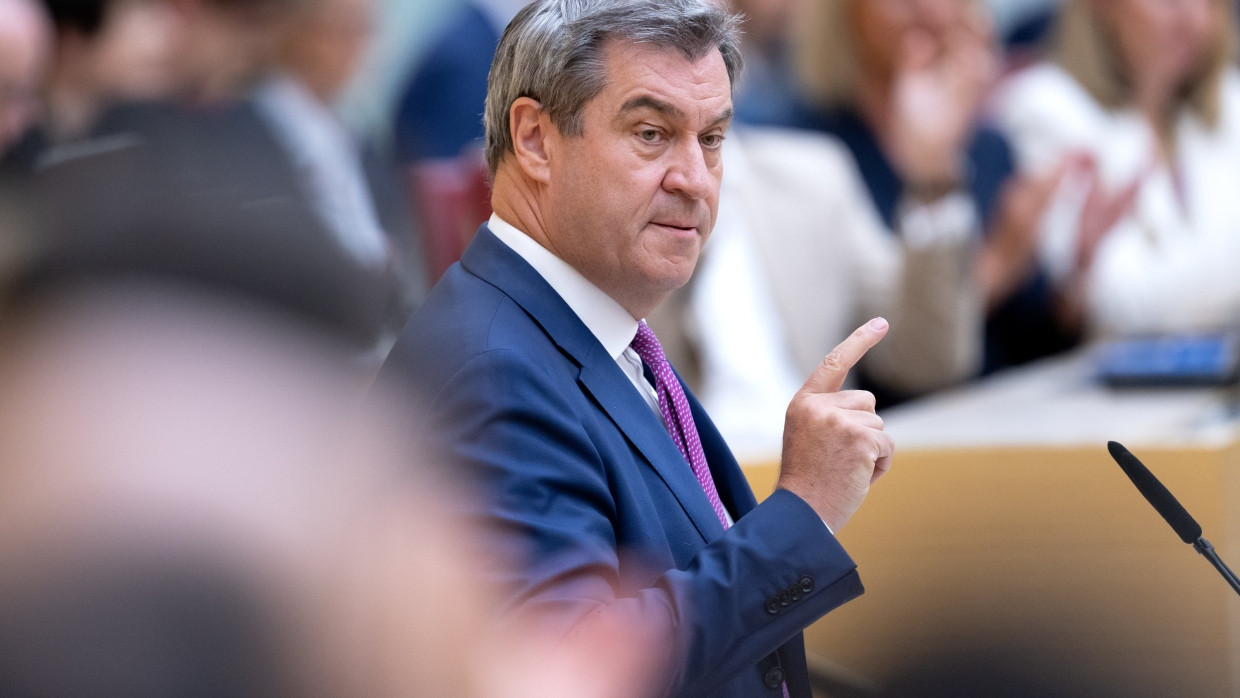 Söder bei seiner Regierungserklärung im bayerischen Landtag am Donnerstag