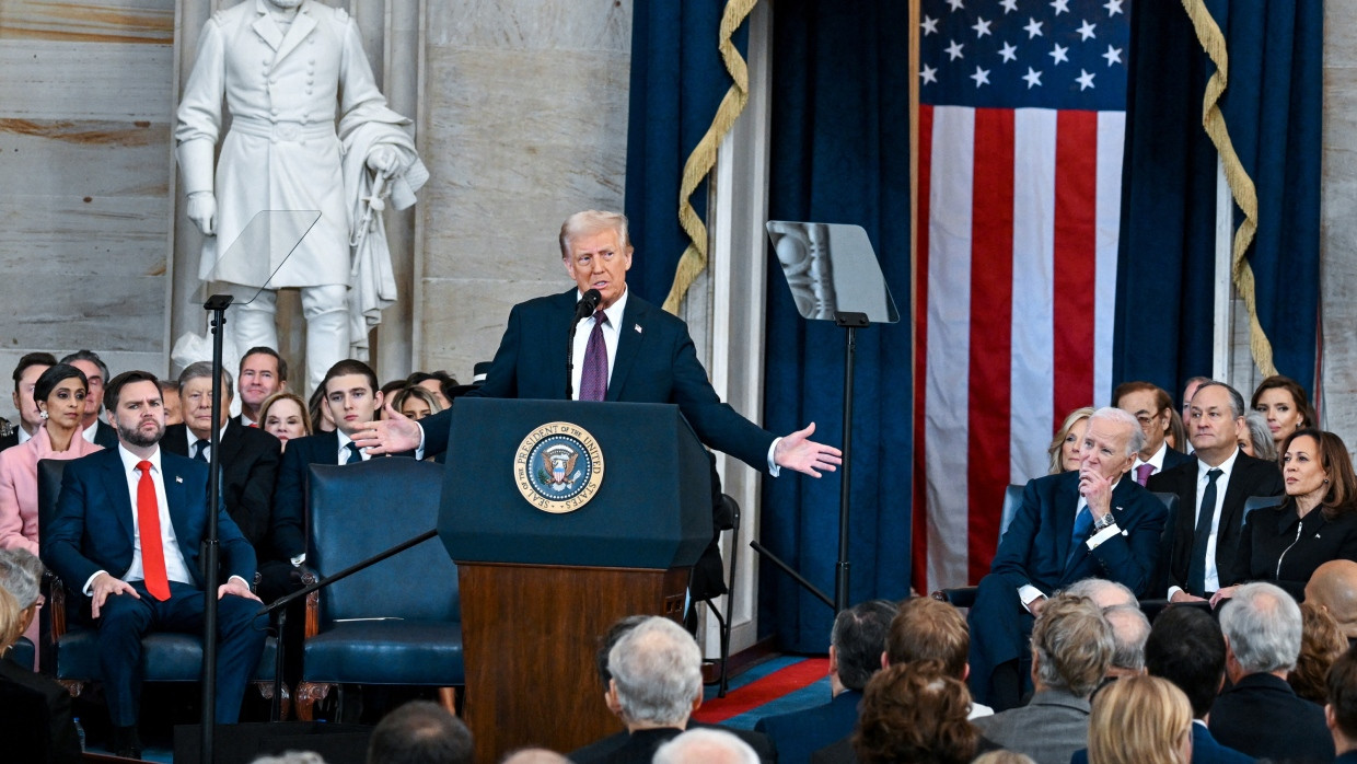 Während der Inauguration am 20. Januar 2025 sprach der neue Präsident Donald Trump im Capitol. 