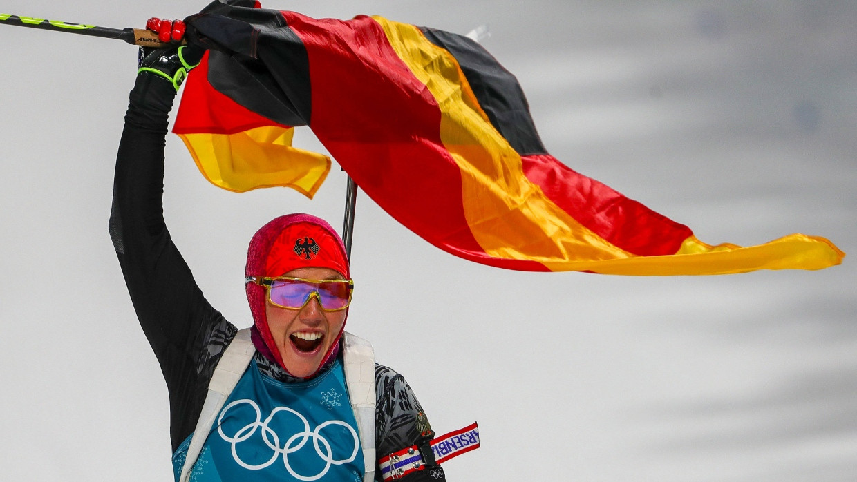 Nicht nur Biathletin Laura Dahlmeier hält die deutsche Fahne hoch bei Olympia in Pyeongchang.