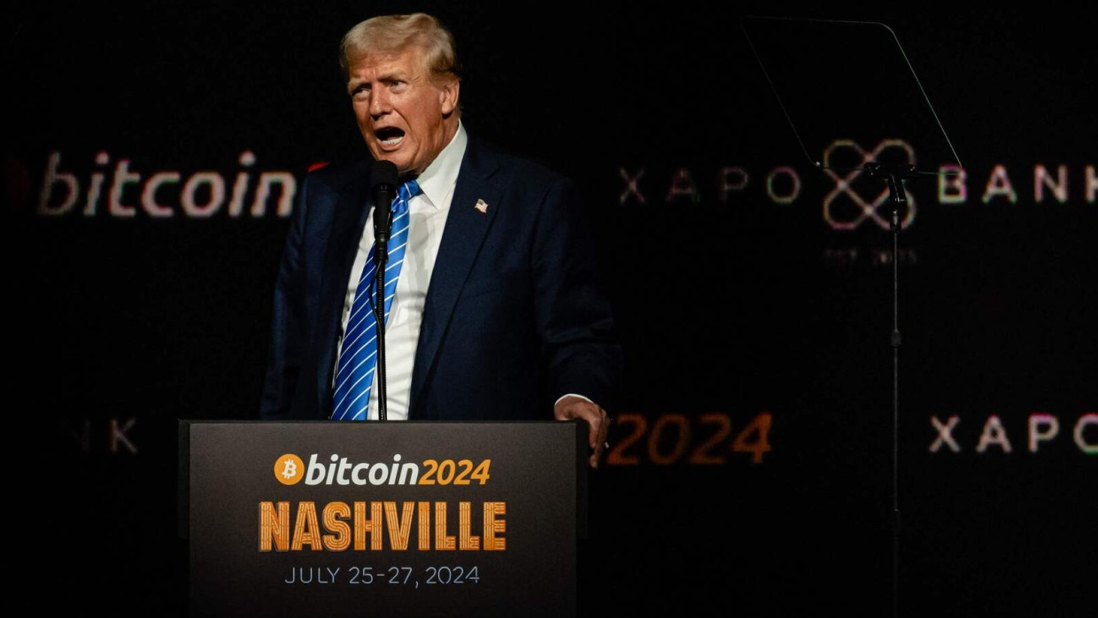 Donald Trump Ende Juli auf der Bitcoin 2024 Conference in Nashville, Tennessee