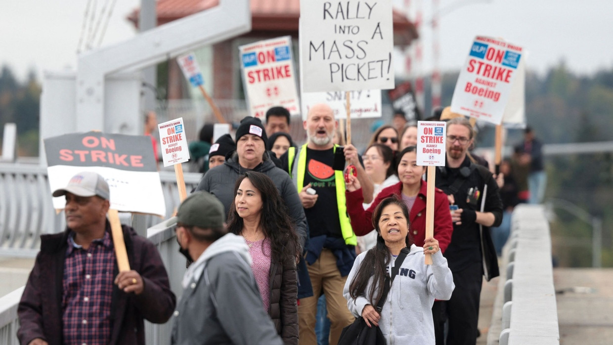 Boeing-Arbeiter streiken in Seattle.