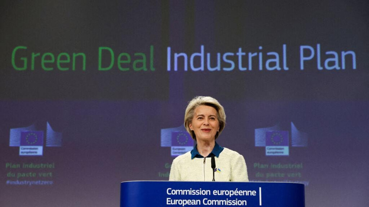 Noch ein Plan: Die EU-Kommissionspräsidentin Ursula von der Leyen präsentiert Details des „Green Deal Industrial Plans“ der EU in Brüssel. 