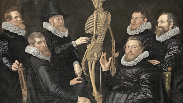 Auch das Skelett hat eine Geschichte: „Die Osteologie-Vorlesung des Dr. Sebastiaen Egbertsz“, 1619, ist jetzt im Städel Museum zu sehen.